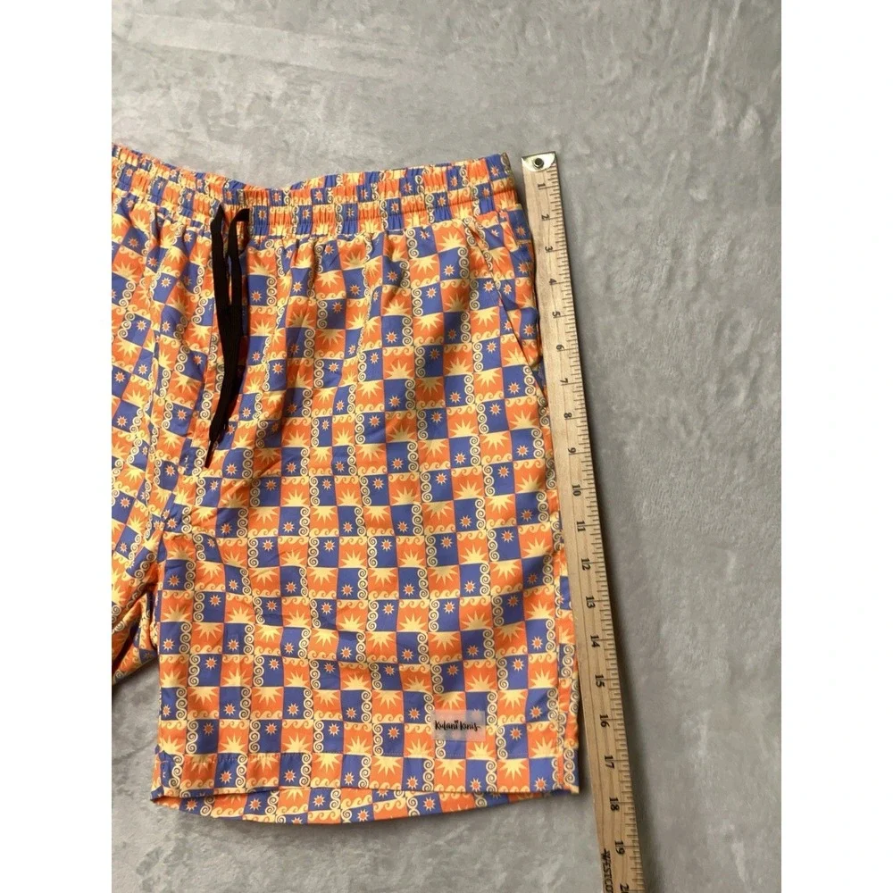 Kulani Kini's Swim Trunks Mens 2XL Celestial Sun AOP Pattern Funky Pool Shorts